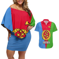 Personalized Eritrea Emblem Couples Matching Off Shoulder Short Dress and Hawaiian Shirt With Flag Color - Wonder Print Shop