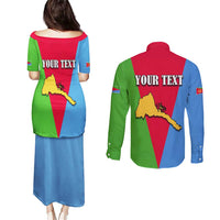 Personalized Eritrea Emblem Couples Matching Puletasi and Long Sleeve Button Shirt With Flag Color - Wonder Print Shop
