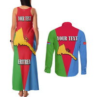 Personalized Eritrea Emblem Couples Matching Tank Maxi Dress and Long Sleeve Button Shirt With Flag Color - Wonder Print Shop