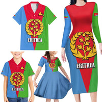 Personalized Eritrea Emblem Family Matching Long Sleeve Bodycon Dress and Hawaiian Shirt With Flag Color - Wonder Print Shop