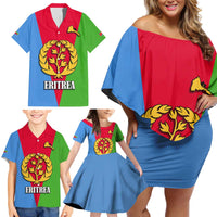 Personalized Eritrea Emblem Family Matching Off Shoulder Short Dress and Hawaiian Shirt With Flag Color - Wonder Print Shop