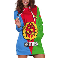 Personalized Eritrea Emblem Hoodie Dress With Flag Color - Wonder Print Shop