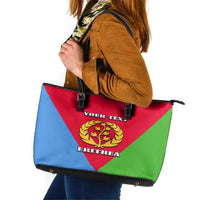 Personalized Eritrea Emblem Leather Tote Bag With Flag Color - Wonder Print Shop
