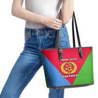 Personalized Eritrea Emblem Leather Tote Bag With Flag Color - Wonder Print Shop