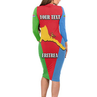 Personalized Eritrea Emblem Long Sleeve Bodycon Dress With Flag Color - Wonder Print Shop