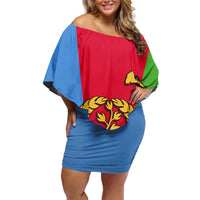 Personalized Eritrea Emblem Off Shoulder Short Dress With Flag Color - Wonder Print Shop
