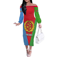 Personalized Eritrea Emblem Off The Shoulder Long Sleeve Dress With Flag Color - Wonder Print Shop