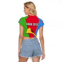 Personalized Eritrea Emblem Raglan Cropped T Shirt With Flag Color - Wonder Print Shop