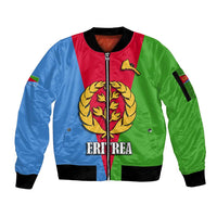 Personalized Eritrea Emblem Sleeve Zip Bomber Jacket With Flag Color - Wonder Print Shop