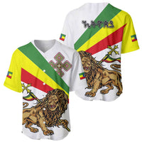 Ethiopia Baseball Jersey Lion Of Judah Emblem With Cross - Wonder Print Shop