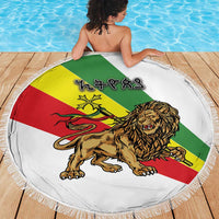 Ethiopia Beach Blanket Lion Of Judah Emblem With Cross - Wonder Print Shop