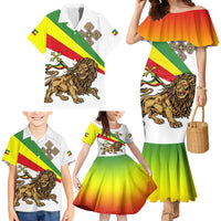 Ethiopia Family Matching Mermaid Dress and Hawaiian Shirt Lion Of Judah Emblem With Cross - Wonder Print Shop