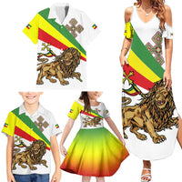 Ethiopia Family Matching Summer Maxi Dress and Hawaiian Shirt Lion Of Judah Emblem With Cross - Wonder Print Shop