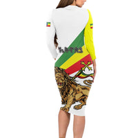 Ethiopia Long Sleeve Bodycon Dress Lion Of Judah Emblem With Cross - Wonder Print Shop