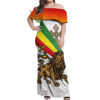 Ethiopia Off Shoulder Maxi Dress Lion Of Judah Emblem With Cross - Wonder Print Shop