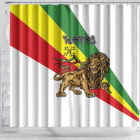 Ethiopia Shower Curtain Lion Of Judah Emblem With Cross