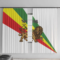 Ethiopia Window Curtain Lion Of Judah Emblem With Cross - Wonder Print Shop