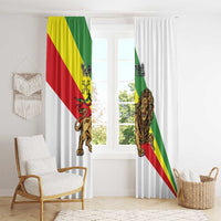 Ethiopia Window Curtain Lion Of Judah Emblem With Cross - Wonder Print Shop