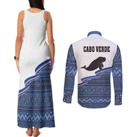 Cape Verde Manatee Couples Matching Tank Maxi Dress and Long Sleeve Button Shirt Pattern With Flag Color - Wonder Print Shop