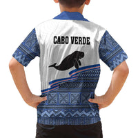 Cape Verde Manatee Family Matching Puletasi and Hawaiian Shirt Pattern With Flag Color - Wonder Print Shop
