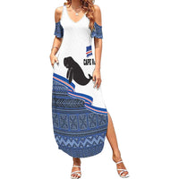 Cape Verde Manatee Family Matching Summer Maxi Dress and Hawaiian Shirt Pattern With Flag Color - Wonder Print Shop