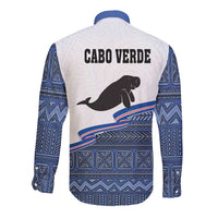 Cape Verde Manatee Long Sleeve Button Shirt Pattern With Flag Color - Wonder Print Shop