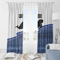 Cape Verde Manatee Window Curtain Pattern With Flag Color - Wonder Print Shop