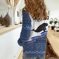 Cape Verde Manatee Women Casual Shirt Pattern With Flag Color - Wonder Print Shop
