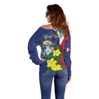 Personalized Sint Maarten Flag Day Off Shoulder Sweater 40th Anniversary Semper Progrediens