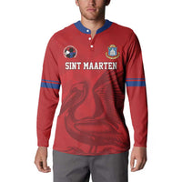 Custom Sint Maarten Football Red Version Button Sweatshirt Go Champion