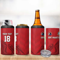Custom Sint Maarten Football Red Version 4 in 1 Can Cooler Tumbler Go Champion