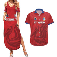 Custom Sint Maarten Football Red Version Couples Matching Summer Maxi Dress and Hawaiian Shirt Go Champion