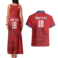Custom Sint Maarten Football Red Version Couples Matching Tank Maxi Dress and Hawaiian Shirt Go Champion