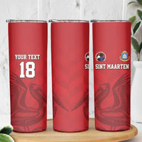 Custom Sint Maarten Football Red Version Skinny Tumbler Go Champion