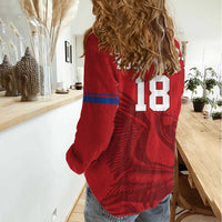 Custom Sint Maarten Football Red Version Women Casual Shirt Go Champion