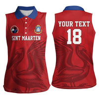 Custom Sint Maarten Football Red Version Women Sleeveless Polo Shirt Go Champion
