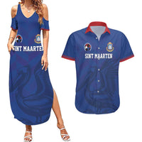 Custom Sint Maarten Football Blue Version Couples Matching Summer Maxi Dress and Hawaiian Shirt Go Champion