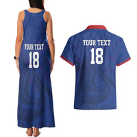 Custom Sint Maarten Football Blue Version Couples Matching Tank Maxi Dress and Hawaiian Shirt Go Champion