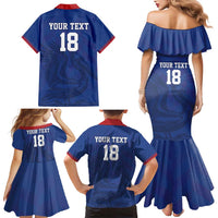 Custom Sint Maarten Football Blue Version Family Matching Mermaid Dress and Hawaiian Shirt Go Champion