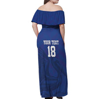 Custom Sint Maarten Football Blue Version Family Matching Off Shoulder Maxi Dress and Hawaiian Shirt Go Champion