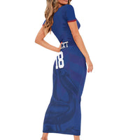 Custom Sint Maarten Football Blue Version Family Matching Short Sleeve Bodycon Dress and Hawaiian Shirt Go Champion