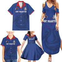 Custom Sint Maarten Football Blue Version Family Matching Summer Maxi Dress and Hawaiian Shirt Go Champion