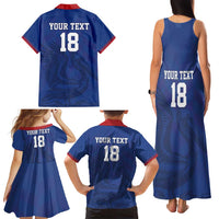 Custom Sint Maarten Football Blue Version Family Matching Tank Maxi Dress and Hawaiian Shirt Go Champion
