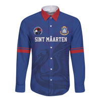 Custom Sint Maarten Football Blue Version Long Sleeve Button Shirt Go Champion