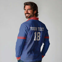 Custom Sint Maarten Football Blue Version Long Sleeve Polo Shirt Go Champion