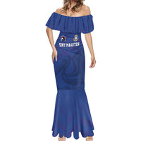 Custom Sint Maarten Football Blue Version Mermaid Dress Go Champion