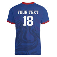 Custom Sint Maarten Football Blue Version Women V-Neck T-Shirt Go Champion