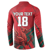 Wales Football Red Dragon Custom Button Sweatshirt Welsh National Team Spirit