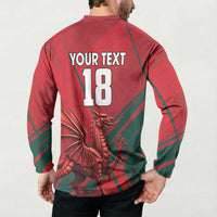 Wales Football Red Dragon Custom Button Sweatshirt Welsh National Team Spirit