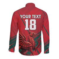 Wales Football Red Dragon Custom Long Sleeve Button Shirt Welsh National Team Spirit
